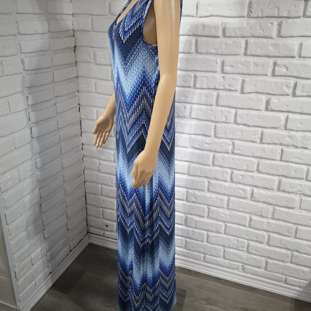 Mario Serrani Italy Ladies Size Medium Blue & White Maxi Dress - Picture 6 of 7
